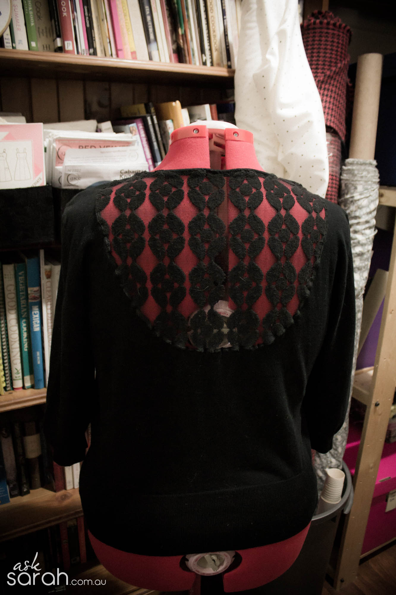 Sew Lace Back Sweater Refashion {Inserting Lace into a Sweater DIY