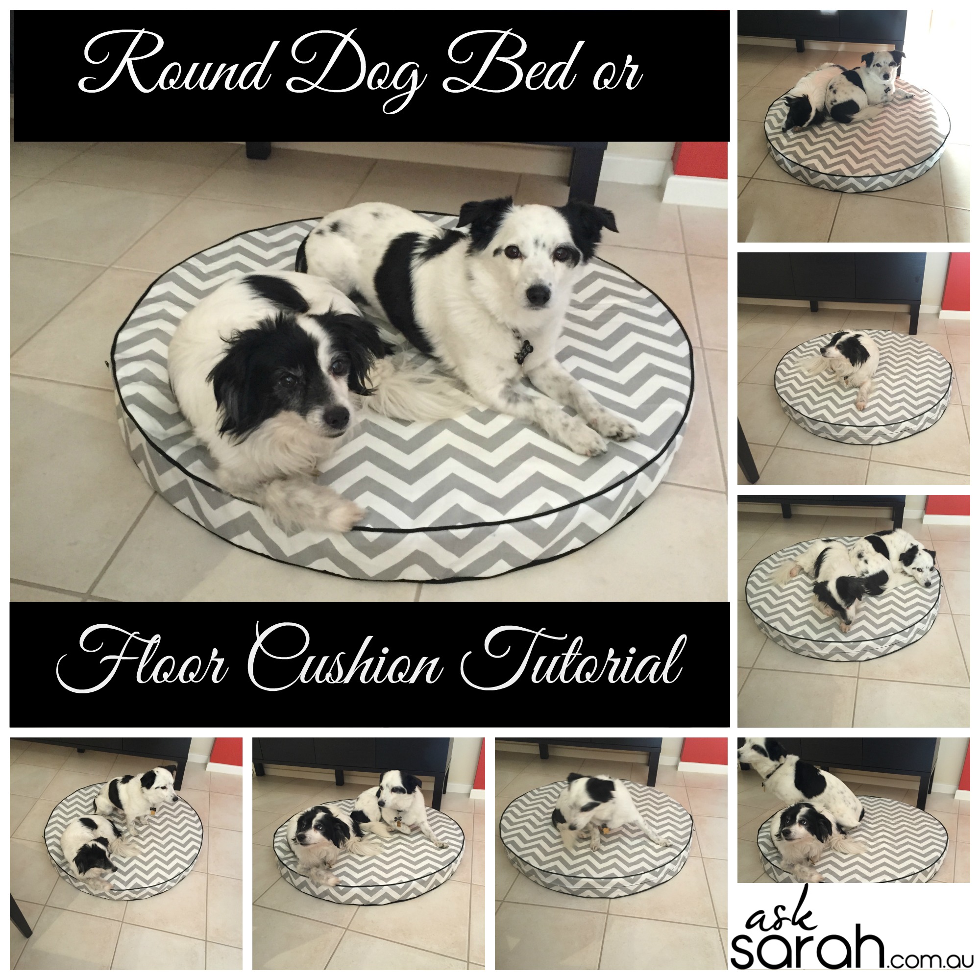 Sew: Round Dog Bed or Floor Cushion Tutorial {Foam Filled w Side Gussets, Piping & Zipper}