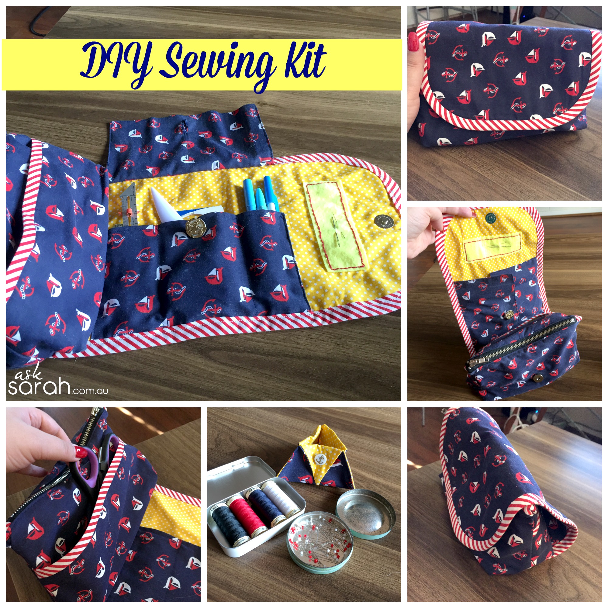 Sew: DIY Portable Sewing Kit/Caddy/Organizer {Sort of a Tutorial Plus Link To Free Base Pattern}