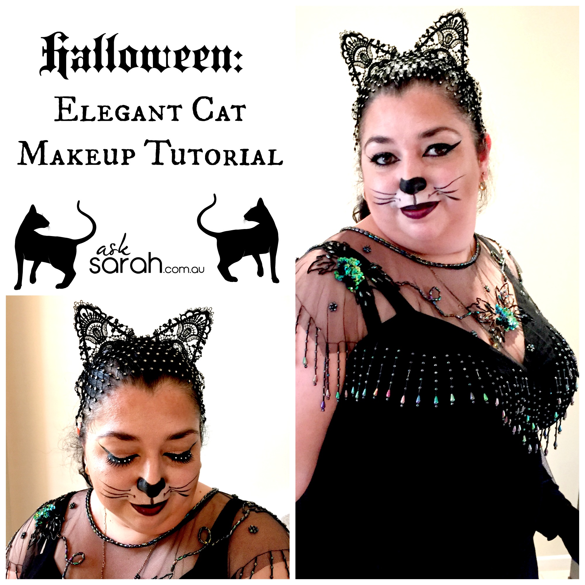 Halloween: Elegant Cat Makeup Tutorial & Costume {No Fancy Facepaint or Special Skills Required!}