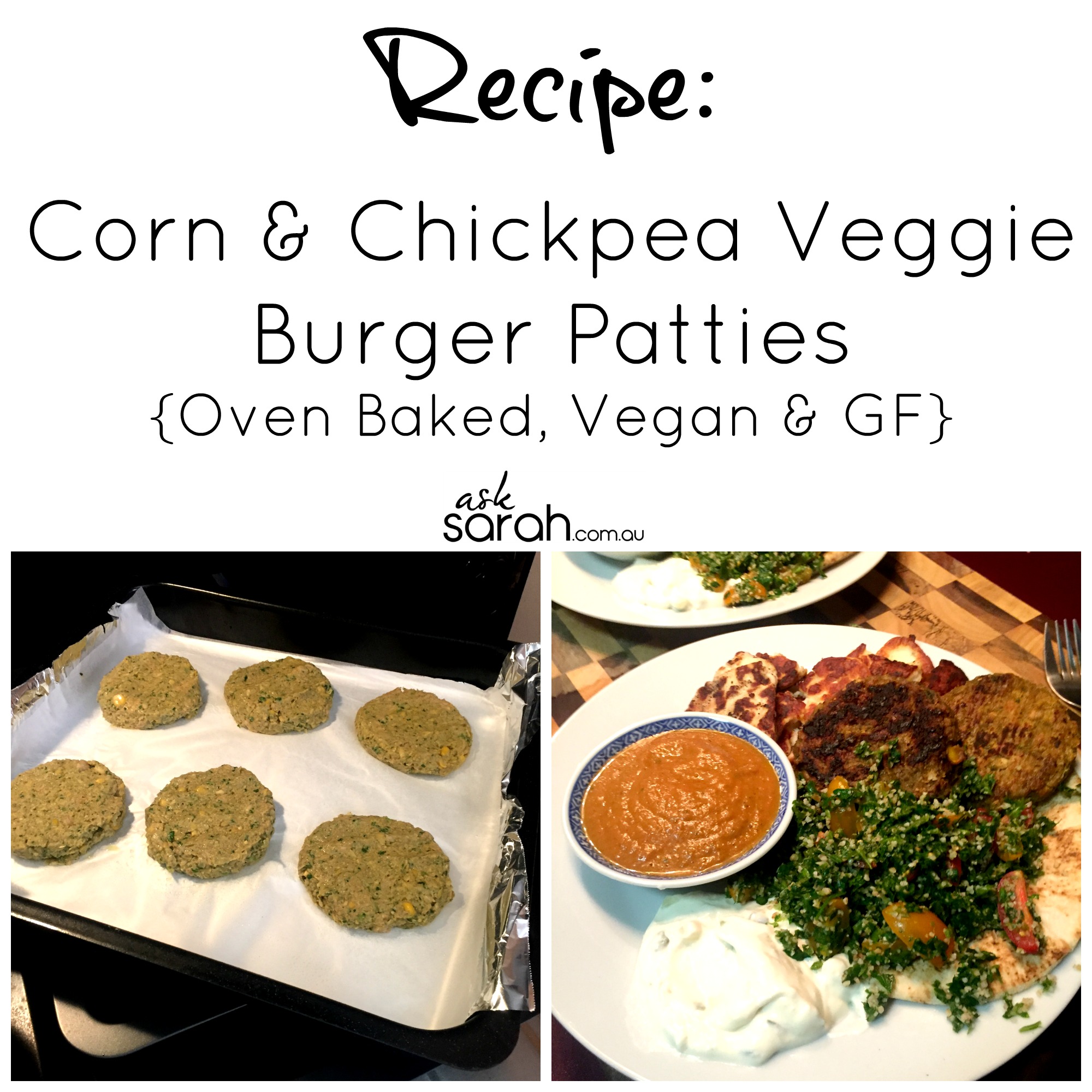 Recipe: Corn & Chickpea Veggie Burger Patties {Oven Baked, Vegan & GF}