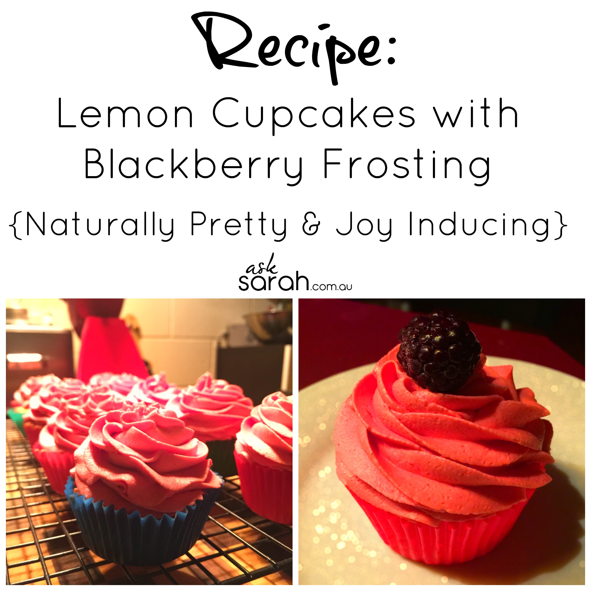 Recipe: Lemon Cupcakes with Blackberry Icing {Naturally Pretty & Joy Inducing} 